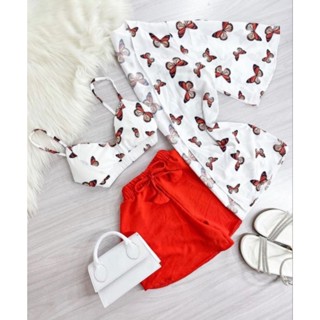 Conjunto 3 peças (Kimono + short + cropped)