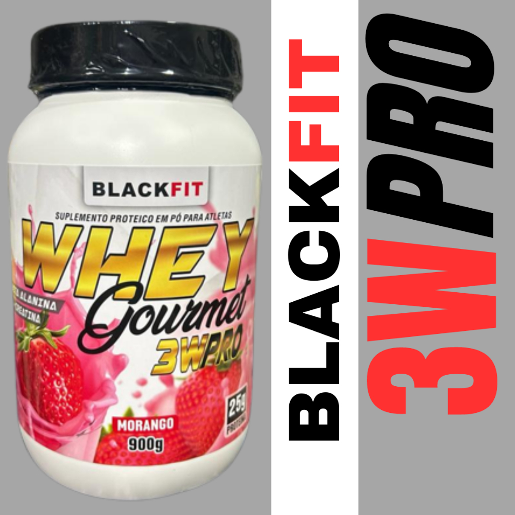 WHEY Gourmet 3w pro Sabor Morango 900g Com Beta alanina e creatina Melhor que Max Titanium Growth Creatina BCAA Pré Treino