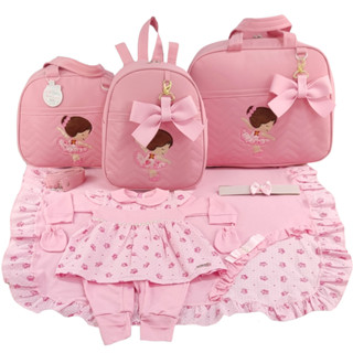 Kit Bolsa Maternidade 3 Peças Bailarina + Saida Maternidade Menina