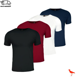 Kit 4 Camisetas Masculina Fio 30.1 Academia Treino Algodão 100% Confortável Camisa Treino Cores Lisas