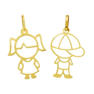 Pingente Ouro 18k Menina Ou Menino 11mm Polido