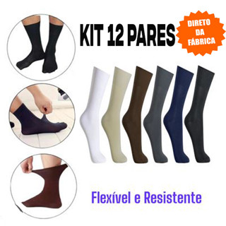 12 Pares De Meias Social Cano Longo! OU 3 PARES A SUA ESCOLHA em Oferta na Shopee