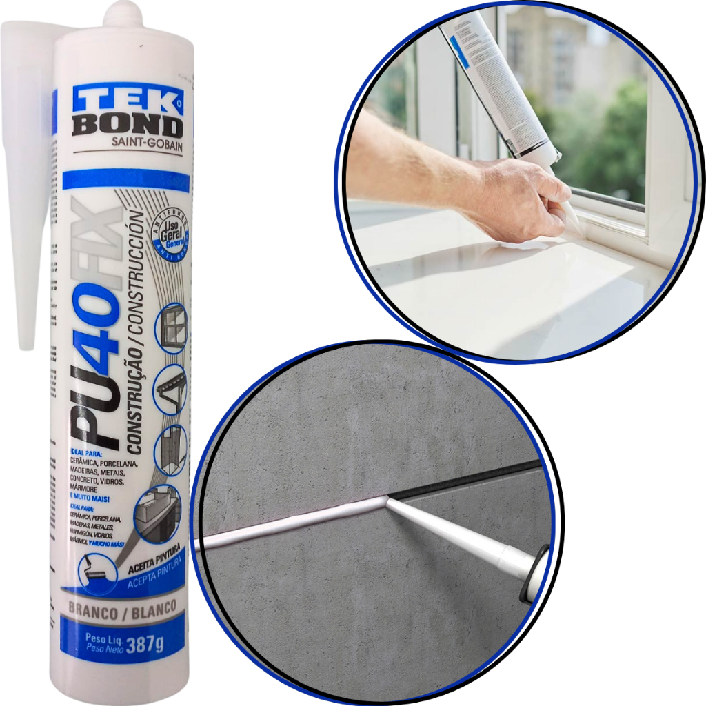 Cola Multiuso PU40FIX TekBond Para Construção Branco Cinza em Oferta na Shopee