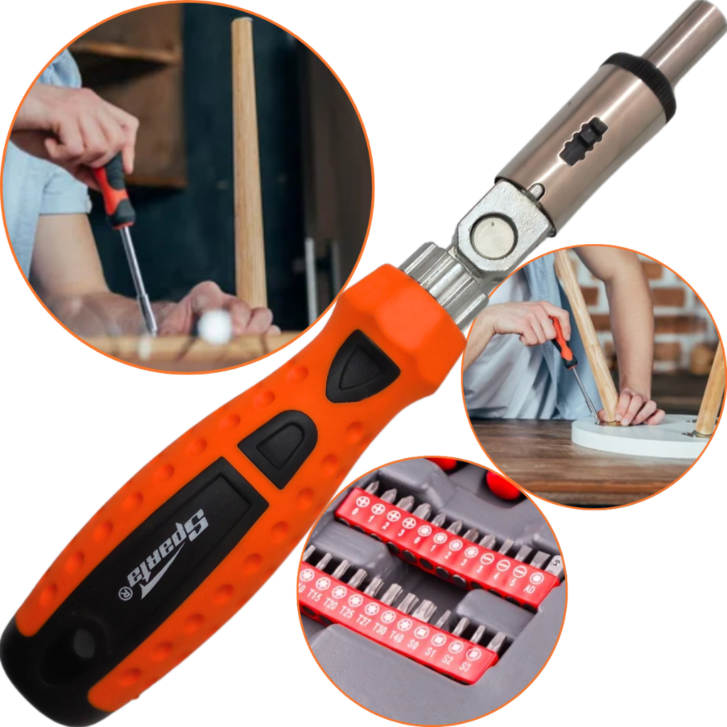 Jogo 18Pcs Chave Fenda Phillips Catraca Reversível Bits Torx em Oferta na Shopee