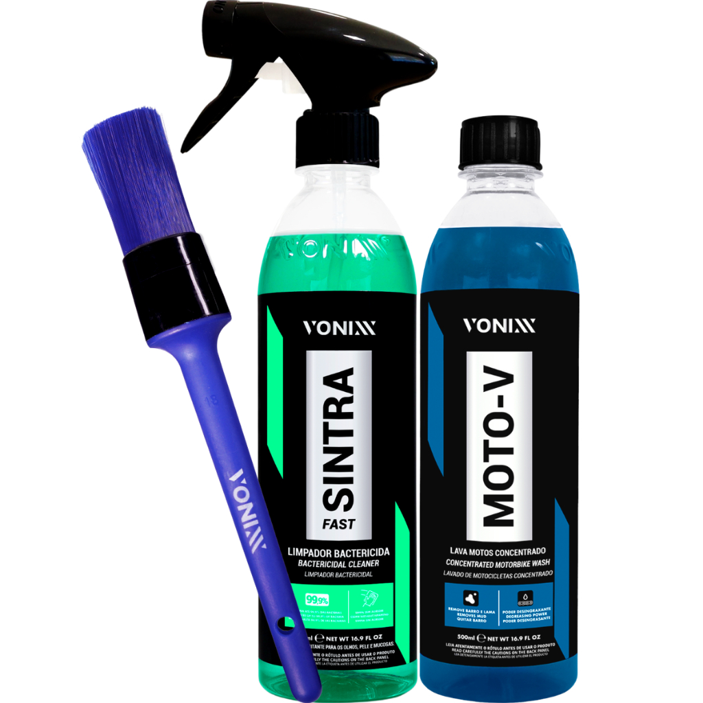 Kit Sintra Fast Limpador Interno Teto Portas + Moto-V Shampoo Desengraxante + Pincel Externo - Spare Parts and Accessories for Vehicles