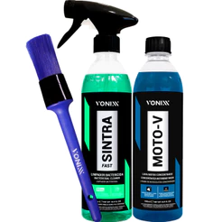 Kit Sintra Fast Limpador Interno Teto Portas + Moto-V Shampoo Desengraxante + Pincel Externo