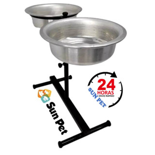 Comedouro Duplo Regulável Elevado Alumínio Premium Preto Atóxico 300ml