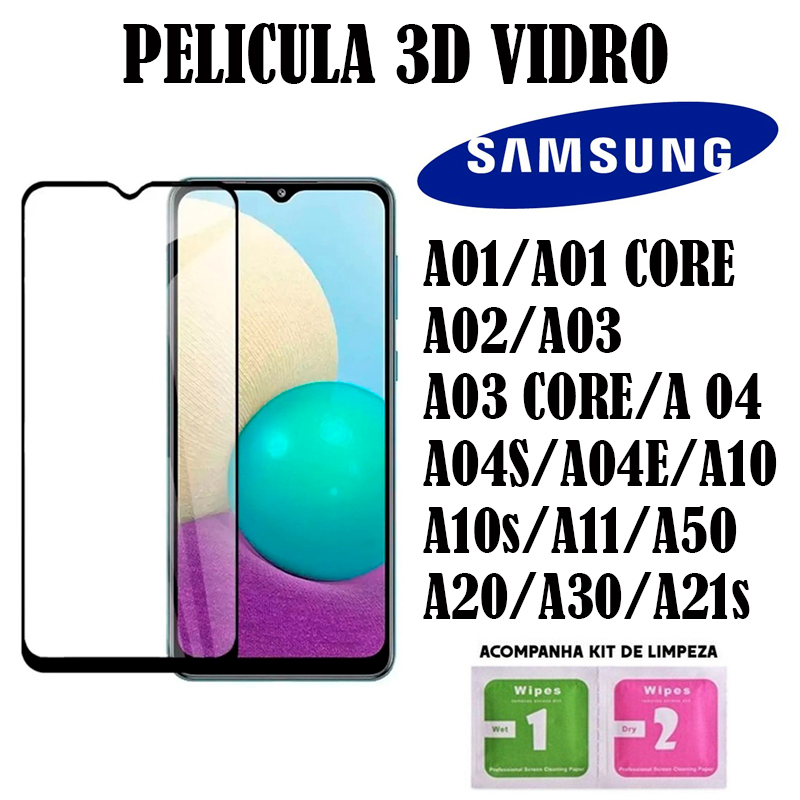 Pelicula De Vidro 3d SAMSUNG A07/A17/A06/A16/A36/A56/1A01/A02/A03/A03 CORE/A04/A04S/A04E/A10/A10S/A11/A20/A30/A21S/A22 em Oferta na Shopee