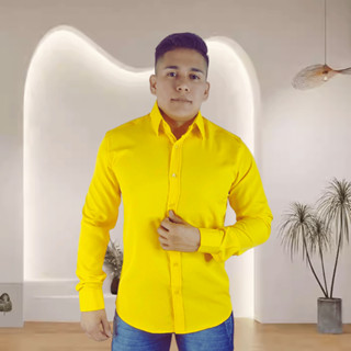 Camisa Social SlimFit Masculina Verde ou Amarelo