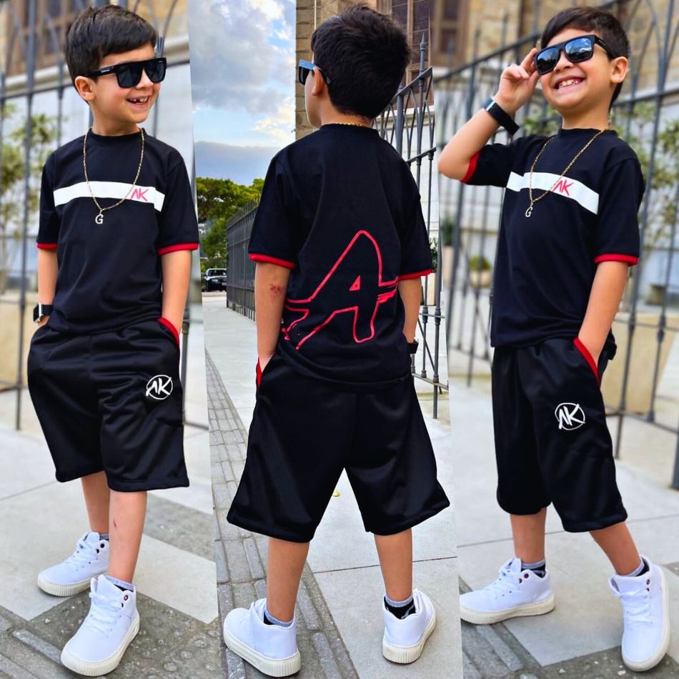 Conjunto Roupa Juvenil Moda Kids Masculina Lançamento Infantil Estiloso 2024