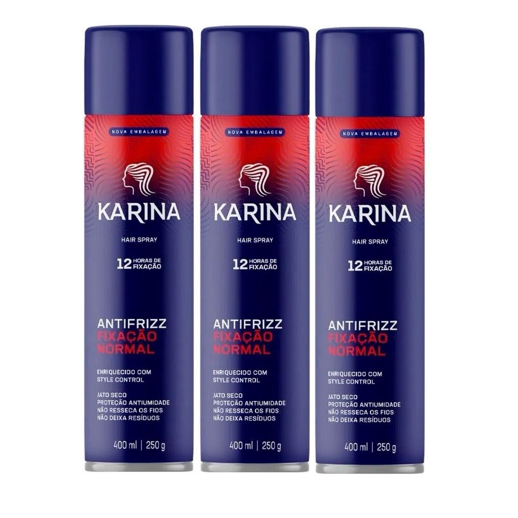 Kit c/3 Hair Spray Karina Fixação Normal 400ml Original - Envio Rápido em Oferta na Shopee
