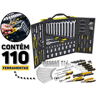 Jogo De Ferramentas Manual Profissional 110 Peça Completo Multiuso Premium Manutenção Trabalhos Manuais Com Maleta Stanley Nota Fiscal em Oferta na Shopee