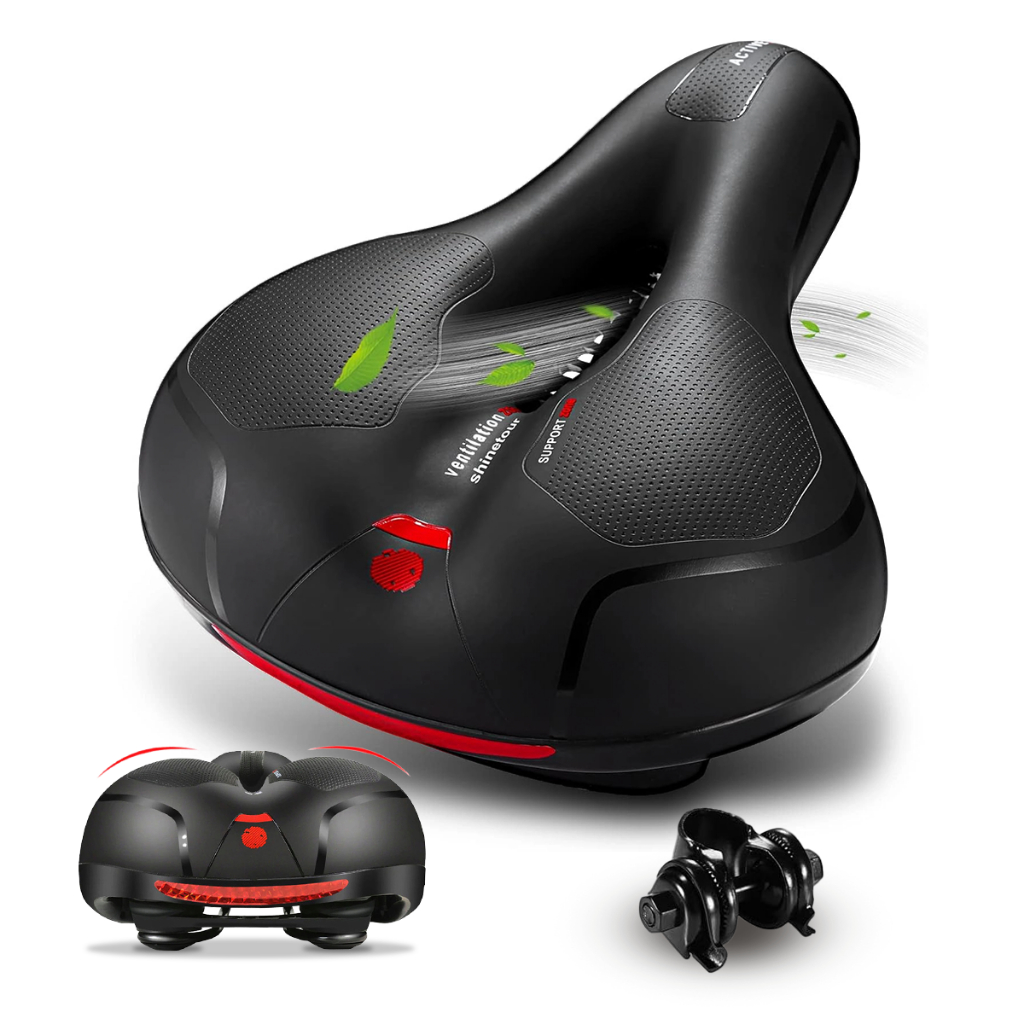 Selim Bicicleta Confortável Gel Molas Largo Fita Refletiva Selin Bike Banco Segurança Bicicleta Ergométrica