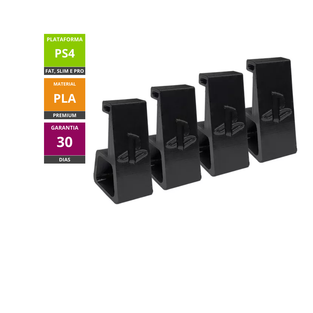 Kit Suporte pezinho Ps4 fat slim pro Horizontal Playstation 4 com logo