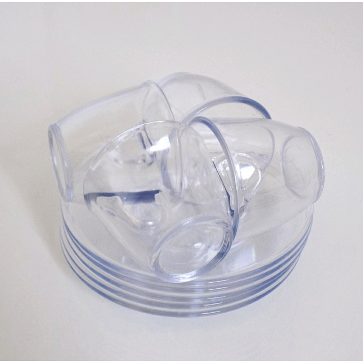 Conjunto 6 Xícara Café Chá Acrílico 50 ml com 6 Pires Transparente Acrílico