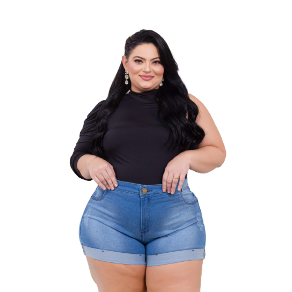 Short Jeans Pedalete Meia Coxa Plus Size com Lycra em Oferta na Shopee