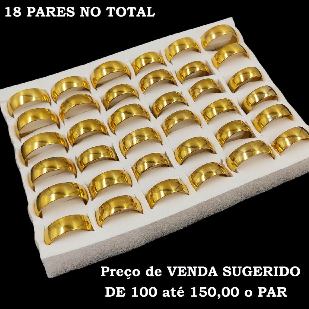Atacado Alianças 8mm 36 Unidades De Moeda Antiga Não Perde A Cor Envio Imediato em Oferta na Shopee