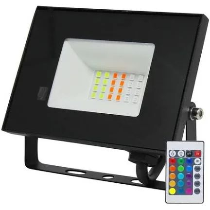 Refletor Led Holofote 50w Bivolt Rgb Colorido Com Controle Jardim Piscina