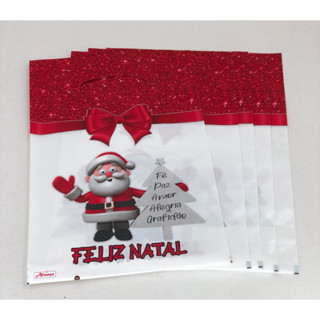 Sacolas Papai Noel 20x30cm 50un Feliz Natal