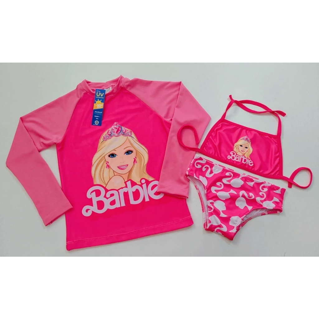 kit Biquini Infantil B@rble + Blusa com Proteção Solar Infantil UV50 Para Meninas Kit Praia Piscina Infantil