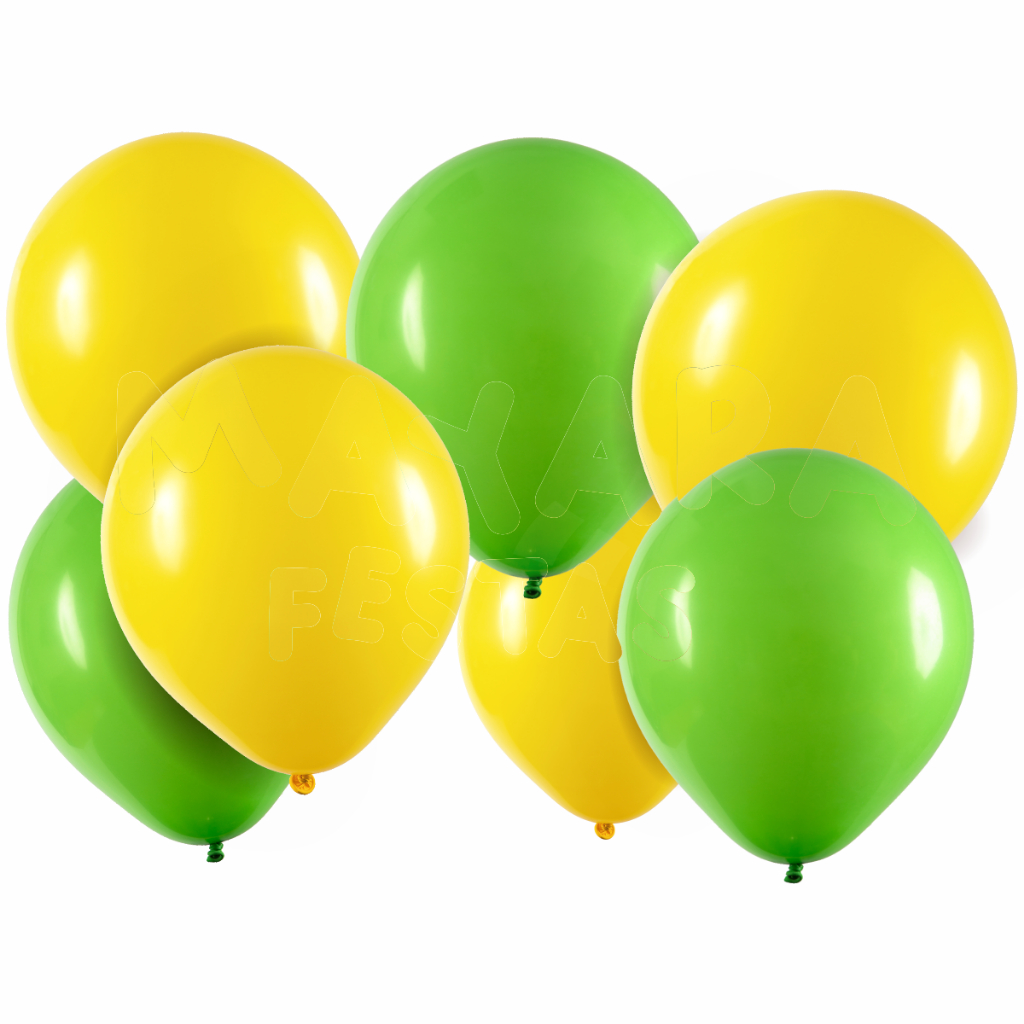 Balão - Bexiga Verde Citrus c/ Amarelo Pacote - 50 unidades sortidos
