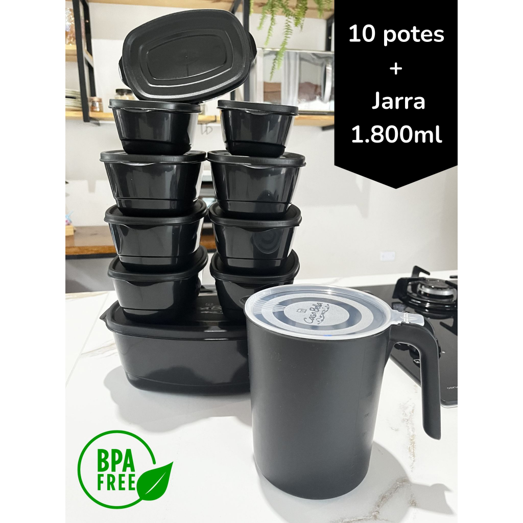Kit 10 Potes Mais Jarra 1.800 ml Herméticos Freezer