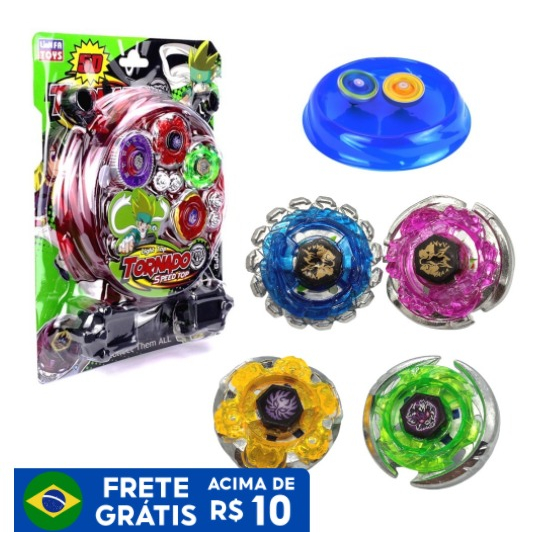 Beyblade Metal Fusion COM 4 Blay Blade + 2 Lançadores + 1 Grip/COM 2Blay Blade/COM 1Blay Blade/WJ23