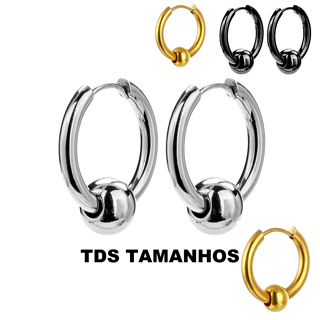 Brinco De Argola Masculino em aço inox Bolinha prateado preto dourado 10mm 12mm 14mm 16mm 18mm 20mm em Oferta na Shopee