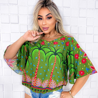 Blusa Feminina Manga Morcego Inspiração Farm