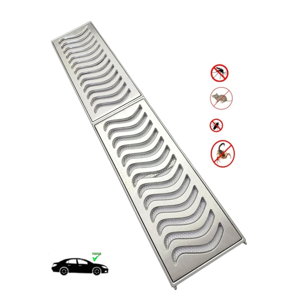 Ralo Grelha Linear 20x150cm Reforçada Em Alumínio Com Tela E Aro De Fixação Caixilho(3 Peças de 20x50cm)