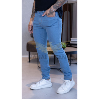 Calça Jeans Skinny Masculina Lavagem Clara Básica Promoção Com Elastano A Pronta Entrega Envio Imediato REF037