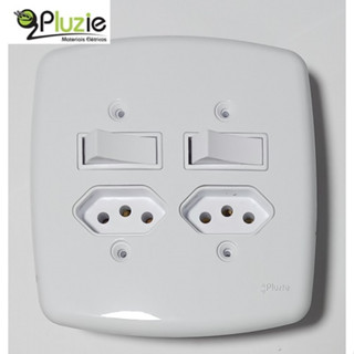 Conjunto 4x4 c/ 2 Interruptores c/ Tomada 3p 10A ou 20A ou ? Pluzie Ideale