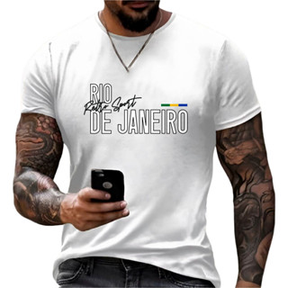 Camiseta Rio de Janeiro Retro Gola Redonda Academia Shopping Lazer Algodão - Envio Imediato