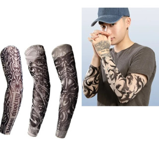Kit com 03 pares de manguito manga tattoo tatuagem falsa estampas escuras