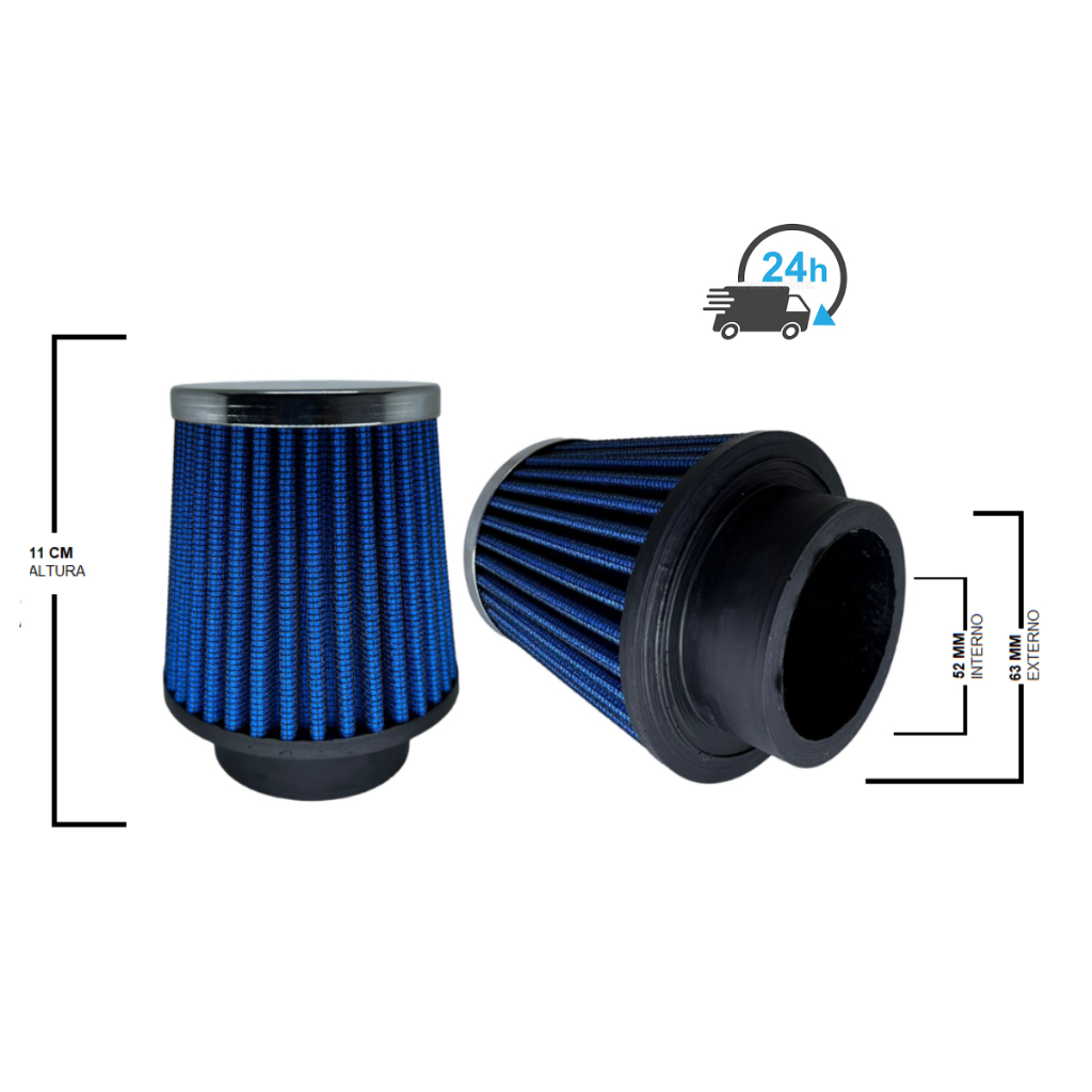 Filtro de Ar Esportivo BNS  Mono Fluxo  Tampa Cromado - 52mm em Oferta na Shopee