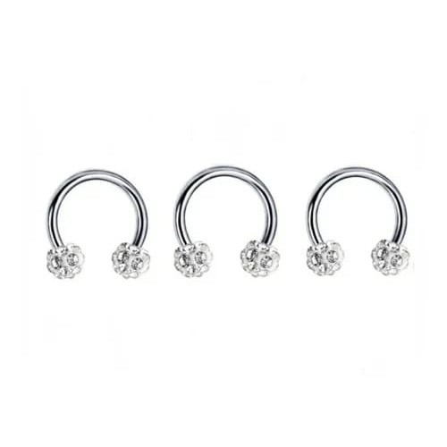 Piercing Aço Cirúrgico Zircônia Ponto de Luz Strass Furta Cor Cristal 6mm 8mm 10mm Ferradura Cartilagem Septo