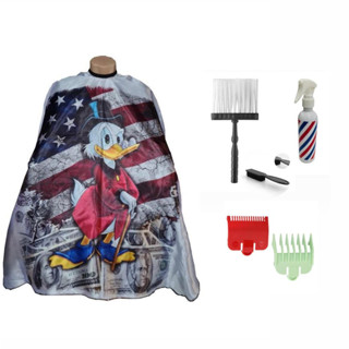 Capa Para Corte Tio Patinhas Espanador Borrifador Escovinha e Kit Pente Degrade 1.5 0.5 Wahl