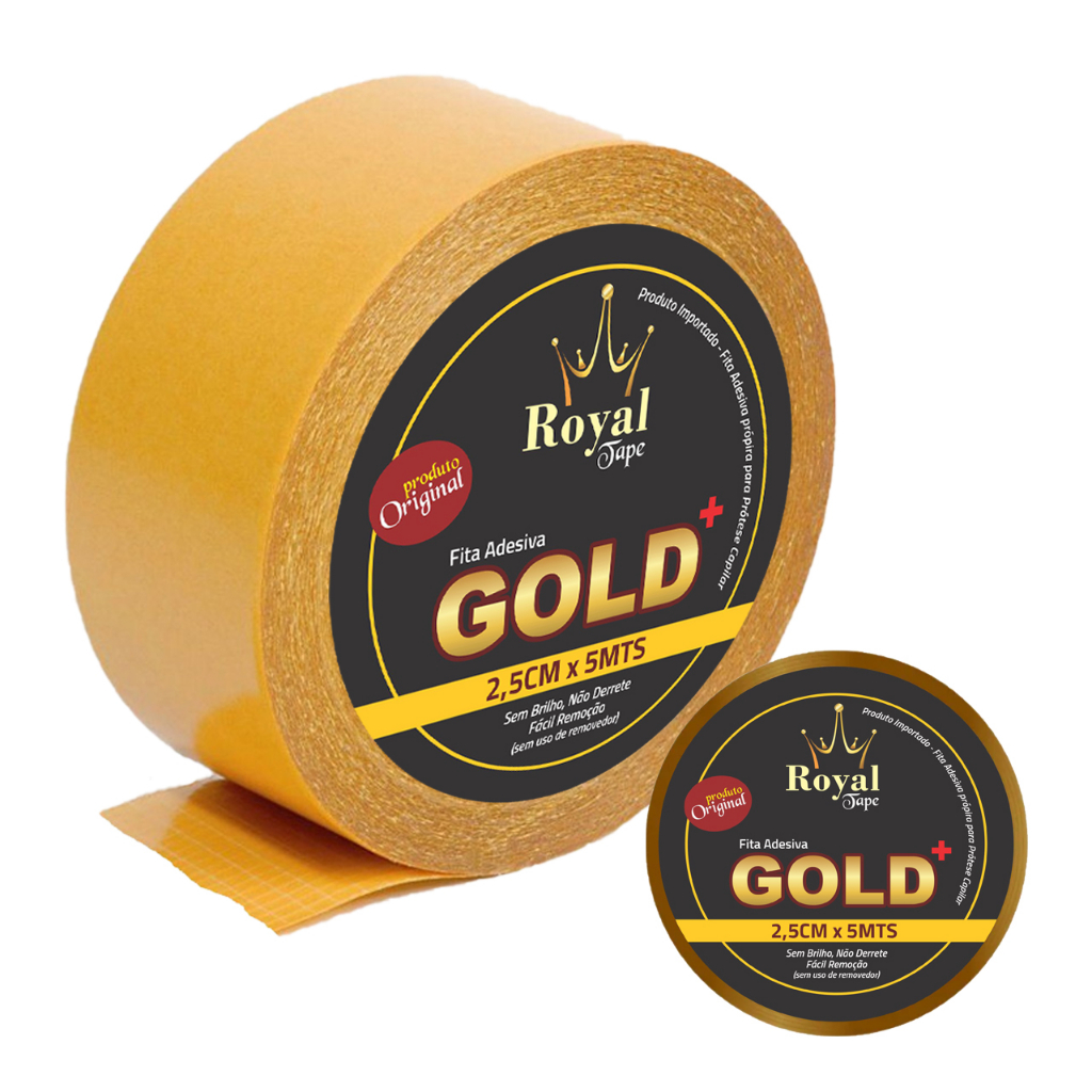 Fita Gold 2,5cm x 5mts Protese Capilar Dupla Face Royal Type Premium Peruca Peruca Prova D...