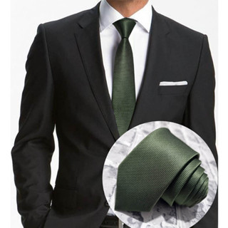 Gravata Verde Militar Slim em Jacquard Gr442