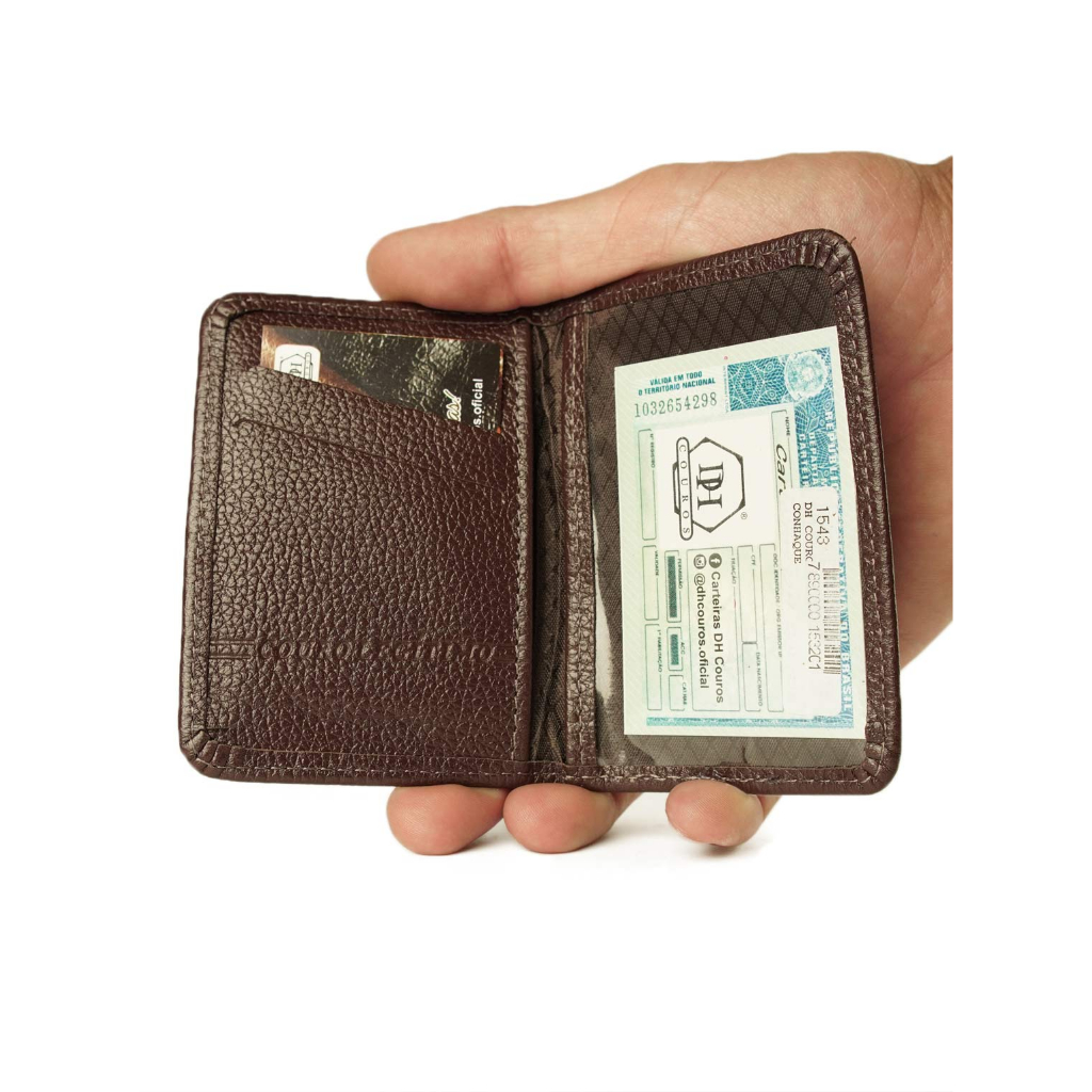 Carteira slim Masculina Pequena Porta Cartão Vertical 100% Couro Legitimo Bovino Cabe Cnh/Clrv/Cédulas/Cartao