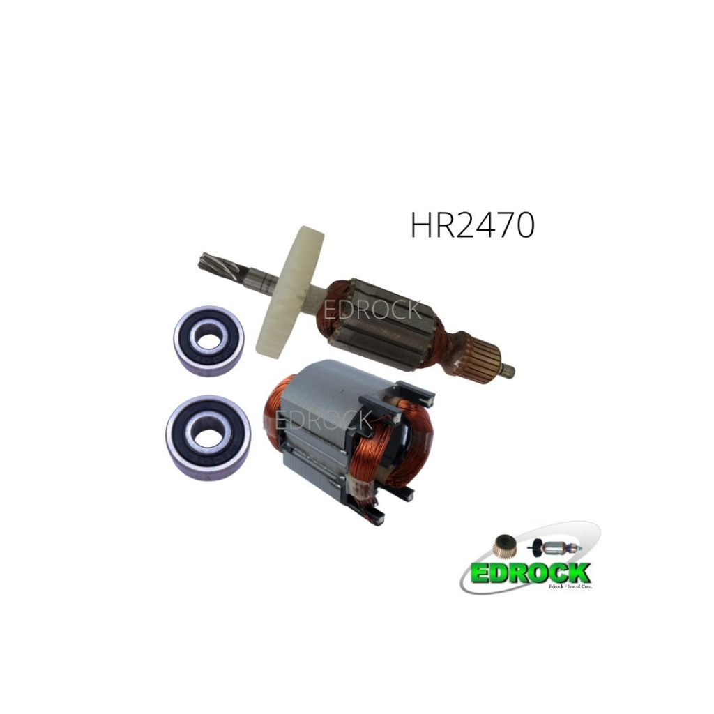 Induzido + Bobina em 110 Volts + Rolamentos para Martelete Makita HR 2470