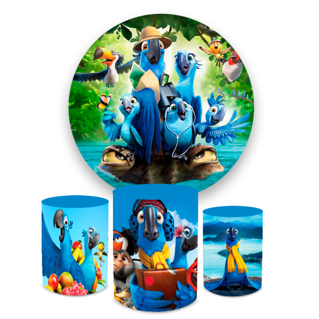 Kit Decorativo Infantil Rio Filme Painel Redondo + Capas Cilindros Veste Fácil em Oferta na Shopee