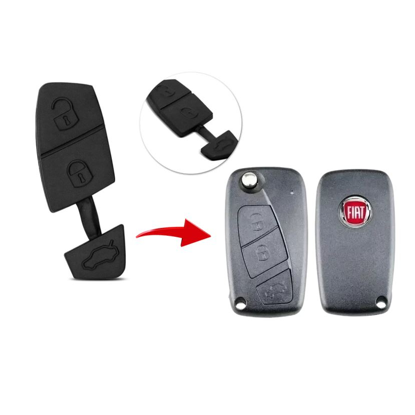 Capa Botão Borracha Chave Canivete Fiat Stilo Punto 2 e 3 Botões, somente botão frontal em Oferta na Shopee