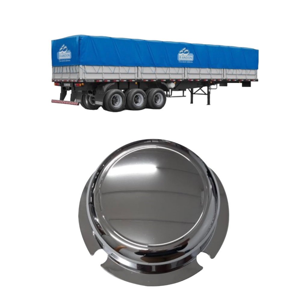 1 Tampa Cubo Cromada Roda Carreta Randon 4 Furos Caminhao Suspensys - Truck