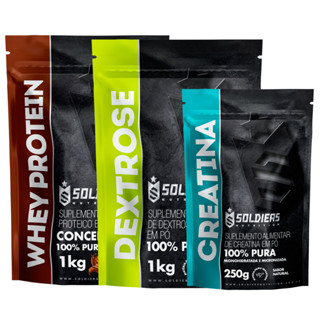 Kit: Whey Protein Concentrado 2Kg + Dextrose 1Kg + Creatina Monohidratada 250g - 100% Importado - Soldiers Nutrition