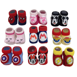 KIT MEIA 3D PANTUFA PARA BEBÊ INFANTIL COM PERSONAGENS