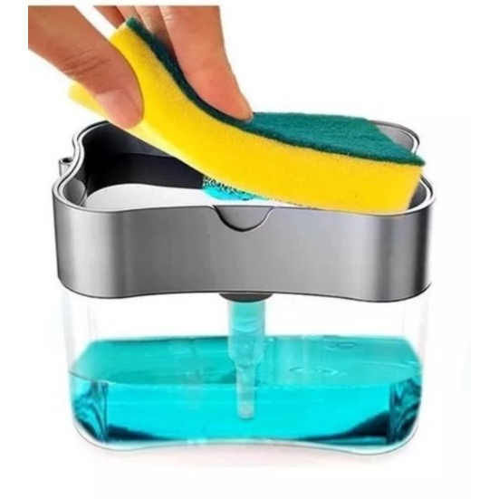 Porta Detergente 2 em 1 Dispenser para Sabão e Suporte para Esponja Bucha