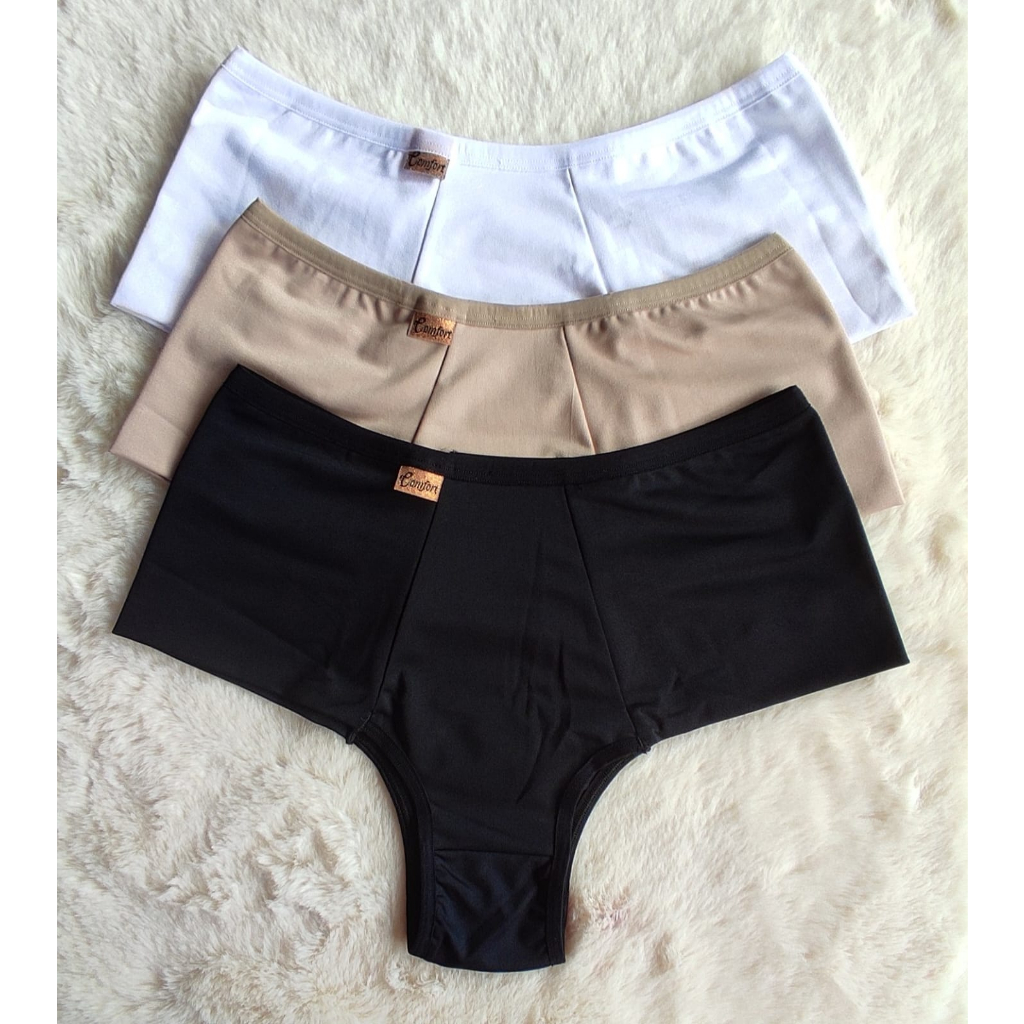 Kit 3 Calcinhas Cintura Alta Microfibra Lateral Dupla Leve Compressão em Oferta na Shopee