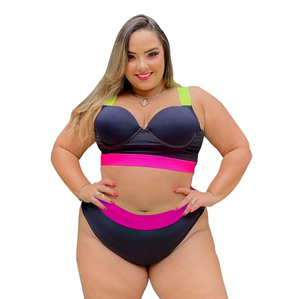 Biquini Plus Size Original Cores Neon Fio Duplo Cos Lateral bojo aro Forro Pronta Entrega