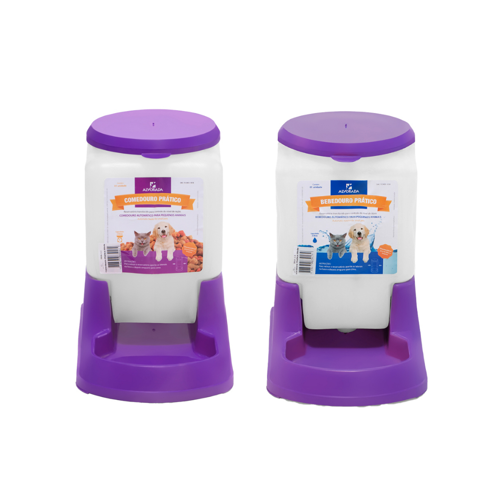 Comedouro e Bebedouro Automático Cães Água 3 Lt Lilás - Pets